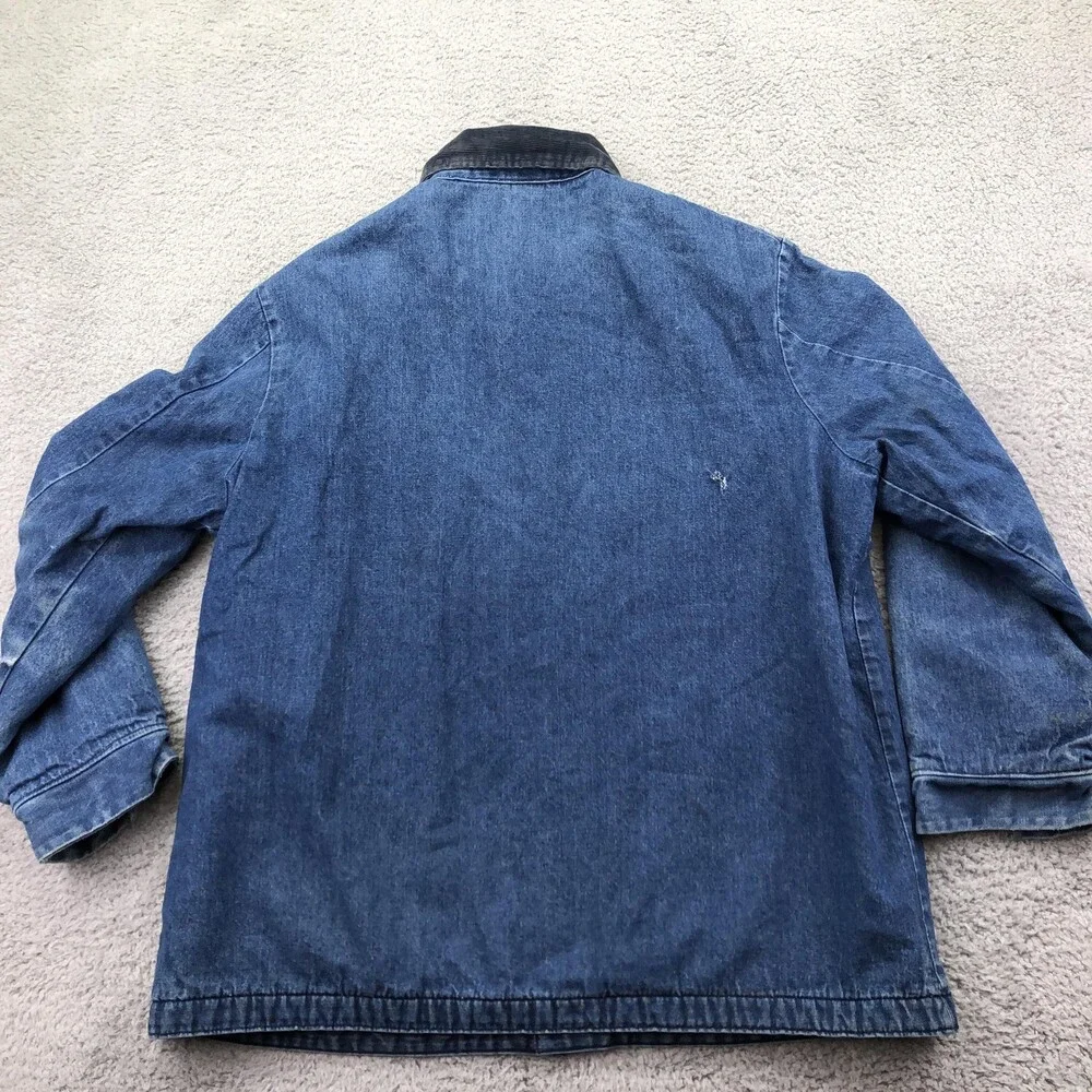 Vintage Denim Coat Mens 48 Blue Blanket Lined Chore Corduroy Collar USA Workwear